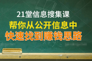 21堂信息搜集课，帮你从公开信息中，快速找到赚钱思路