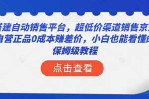 搭建自动销售平台，超低价渠道销售京东自营正品0成本赚差价，小白也能看懂的保姆级教程【揭秘】